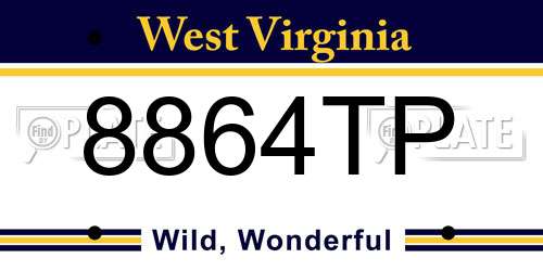 8864TP West Virginia License Plate