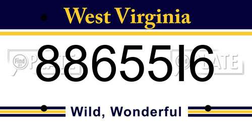 88655I6 West Virginia License Plate