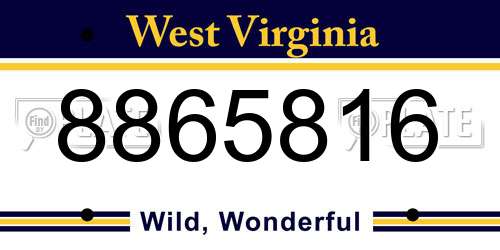 8865816 West Virginia License Plate
