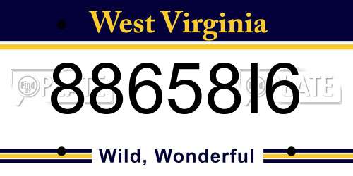 88658I6 West Virginia License Plate