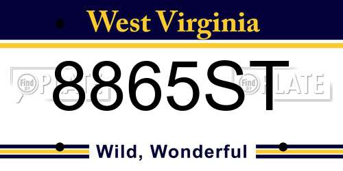 8865ST West Virginia License Plate