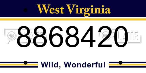8868420 West Virginia License Plate