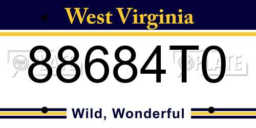 88684T0 West Virginia License Plate