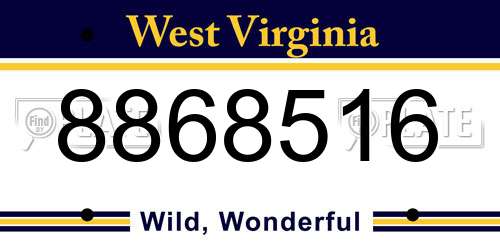 8868516 West Virginia License Plate