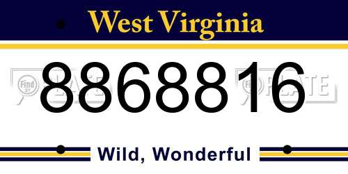 8868816 West Virginia License Plate