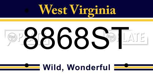8868ST West Virginia License Plate