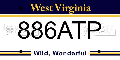 886ATP West Virginia License Plate