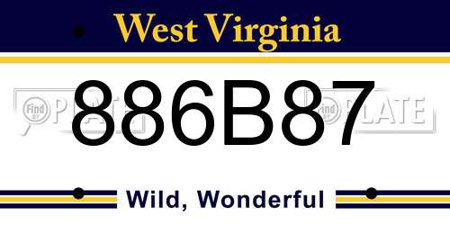 886B87 West Virginia License Plate