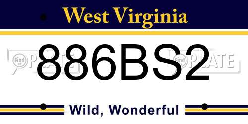 886BS2 West Virginia License Plate