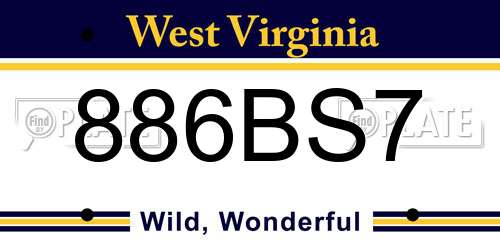 886BS7 West Virginia License Plate