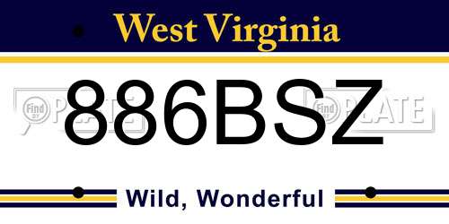886BSZ West Virginia License Plate