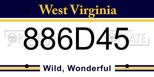 886D45 West Virginia License Plate