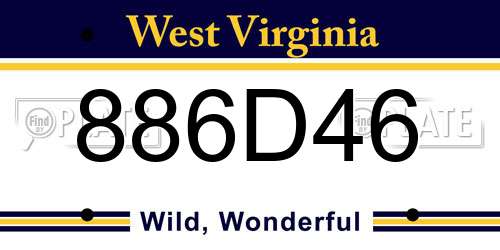886D46 West Virginia License Plate