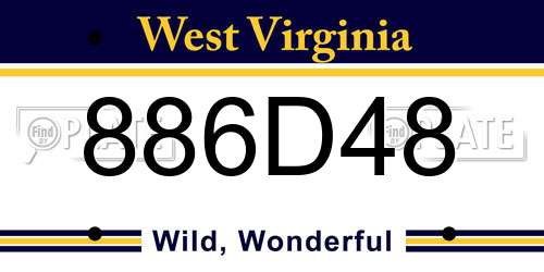 886D48 West Virginia License Plate