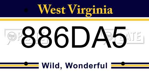 886DA5 West Virginia License Plate