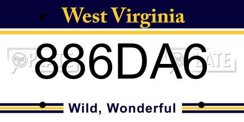 886DA6 West Virginia License Plate