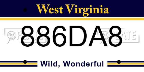 886DA8 West Virginia License Plate