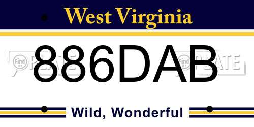 886DAB West Virginia License Plate