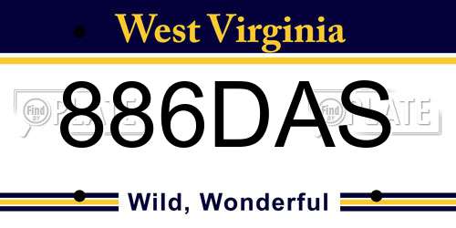 886DAS West Virginia License Plate