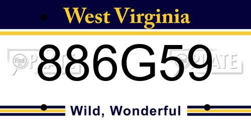 886G59 West Virginia License Plate