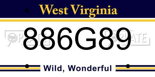 886G89 West Virginia License Plate