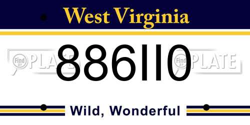 886II0 West Virginia License Plate