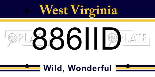 886IID West Virginia License Plate