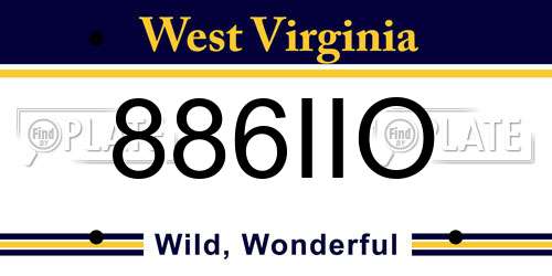 886IIO West Virginia License Plate
