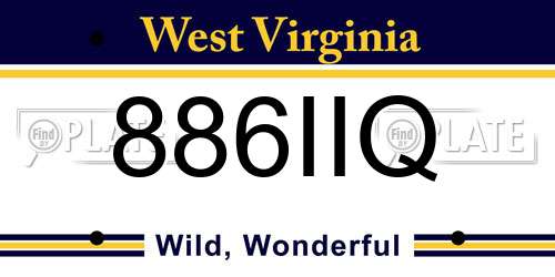 886IIQ West Virginia License Plate