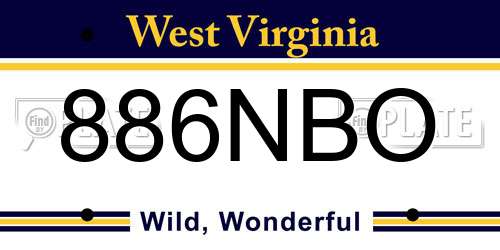 886NBO West Virginia License Plate