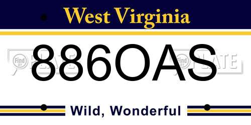 886OAS West Virginia License Plate