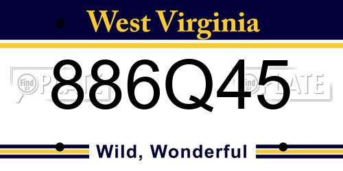 886Q45 West Virginia License Plate