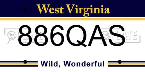 886QAS West Virginia License Plate