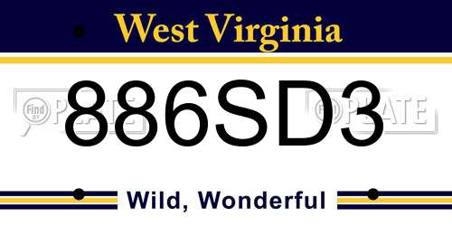 886SD3 West Virginia License Plate