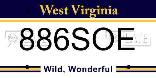 886SOE West Virginia License Plate