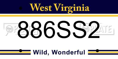 886SS2 West Virginia License Plate