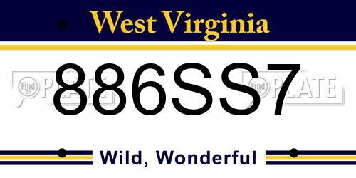 886SS7 West Virginia License Plate