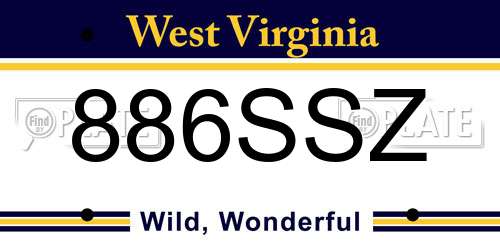 886SSZ West Virginia License Plate