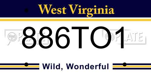 886TO1 West Virginia License Plate