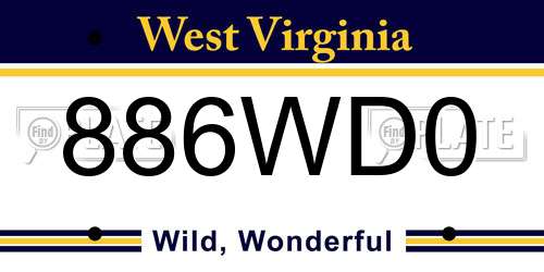 886WD0 West Virginia License Plate