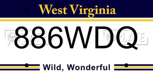 886WDQ West Virginia License Plate