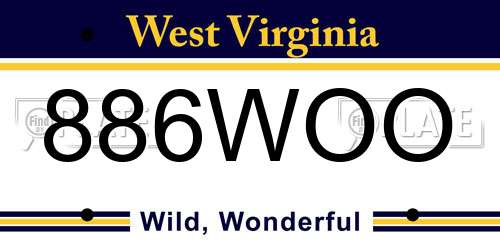 886WOO West Virginia License Plate