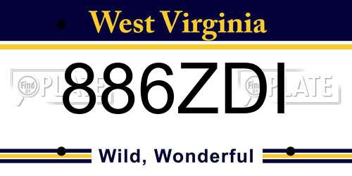 886ZDI West Virginia License Plate