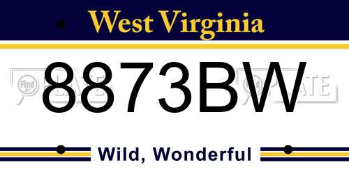 8873BW West Virginia License Plate