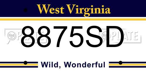 8875SD West Virginia License Plate