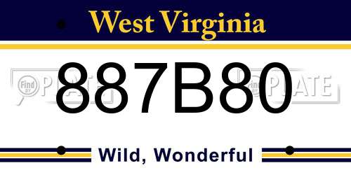 887B80 West Virginia License Plate