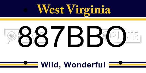 887BBO West Virginia License Plate