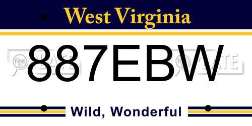 887EBW West Virginia License Plate