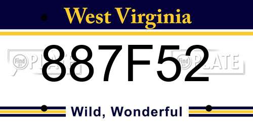 887F52 West Virginia License Plate