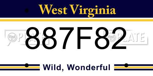 887F82 West Virginia License Plate